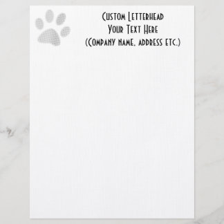 En-tête De Lettre Personnalisée Empreinte de patte tramé blanc/gris-clair
