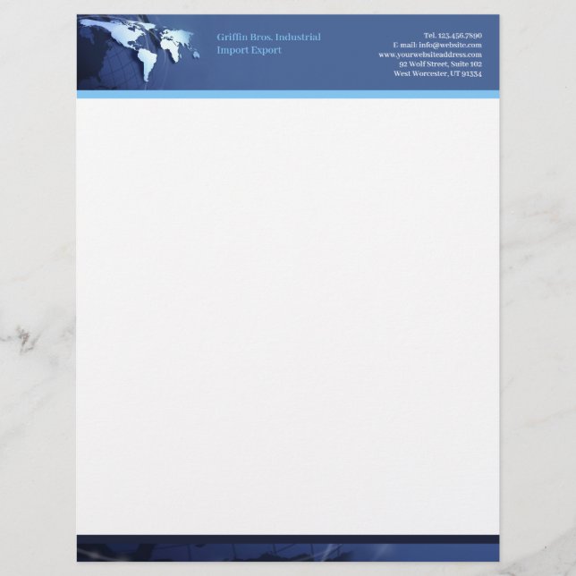 En-tête De Lettre Personnalisée En-tête de la lettre Tech Globe (Devant)