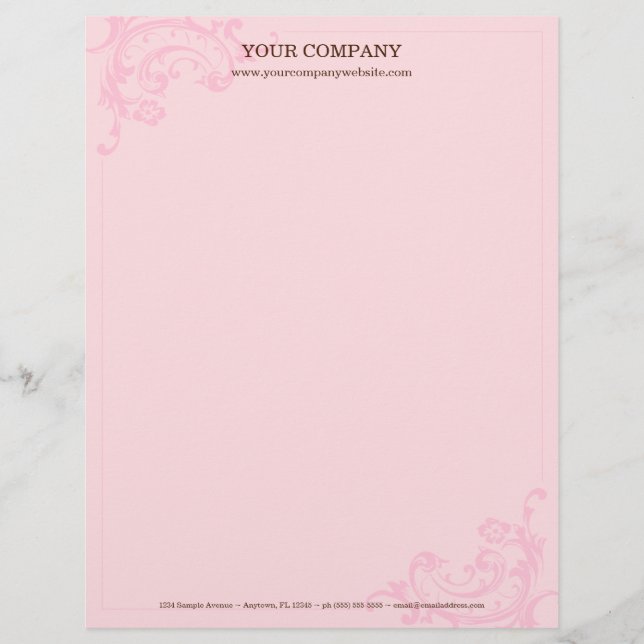 En-tête De Lettre Personnalisée En-tête rose (Devant)