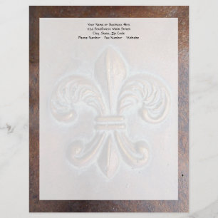 En-tête De Lettre Personnalisée Fleur De Lis, Revêtement De Cuivre Âgé Imprimé