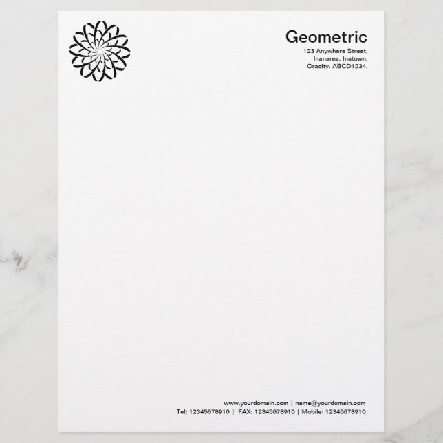 En-tête De Lettre Personnalisée Fleur géométrique 02 (Devant)
