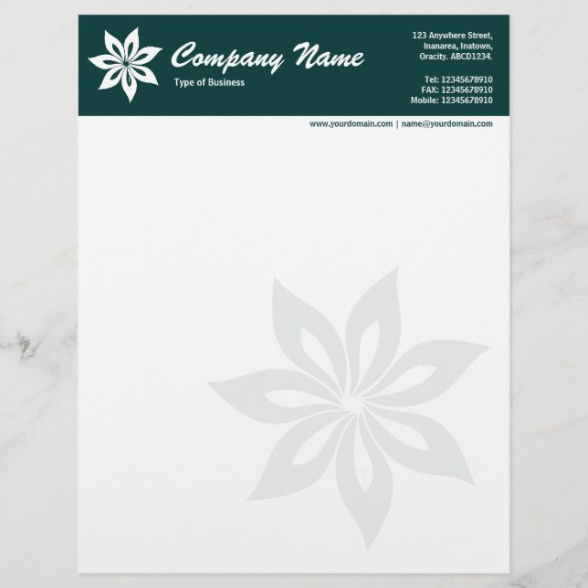 En-tête De Lettre Personnalisée Fleur - Vert foncé (Devant)