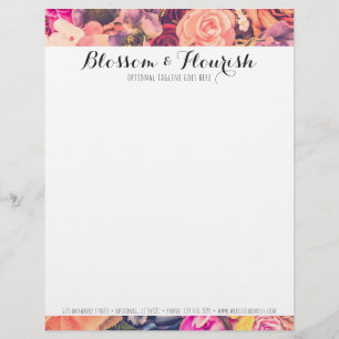 En-tête De Lettre Personnalisée Fleuriste moderne à la mode et boutique de roses