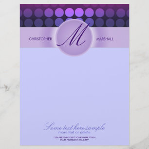 En-tête De Lettre Personnalisée Funky Purple Disco Lights papeterie En-tête