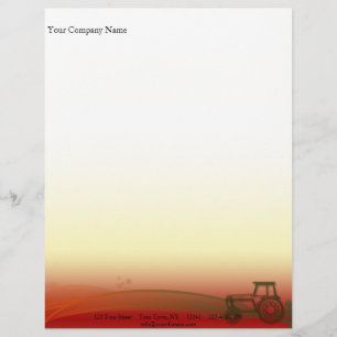 En-tête De Lettre Personnalisée Illustration de tracteur de coucher du soleil