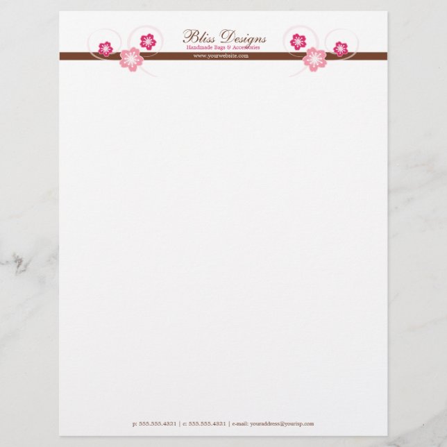 En-tête De Lettre Personnalisée Jolie fleur de fleurs de cerisier (Devant)