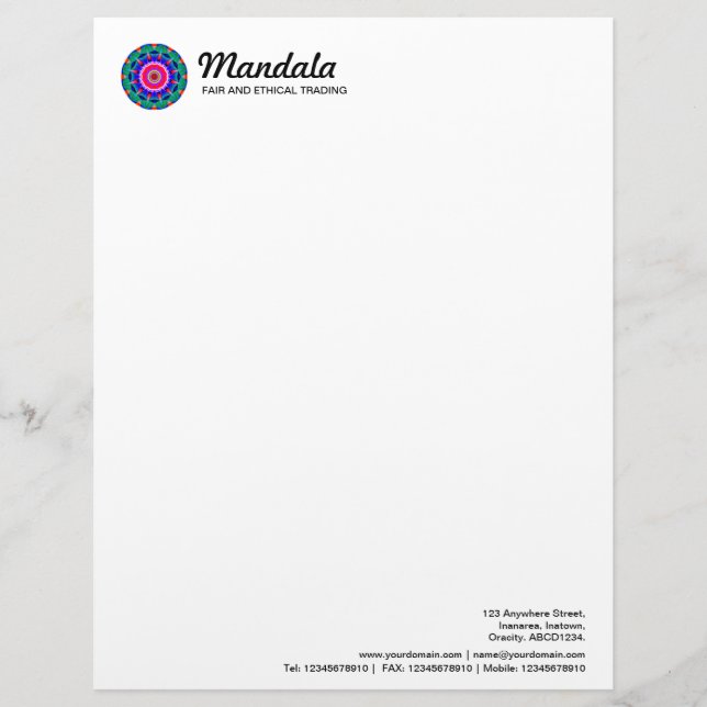 En-tête De Lettre Personnalisée Kaleidoscopique Mandala (Devant)