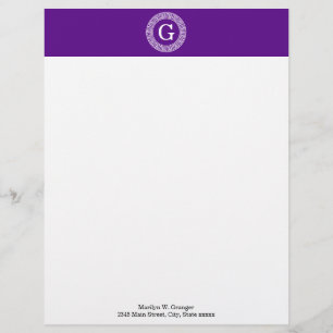 En-tête De Lettre Personnalisée Monogramme initial du cadre de ligne clé grecque v