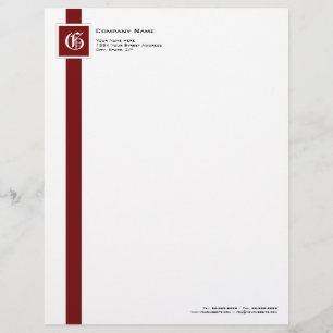 En-tête De Lettre Personnalisée Monogramme rouge, noir et blanc professionnel de
