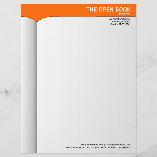 En-tête De Lettre Personnalisée Ouvrez le livre - FF6600 orange (Devant)