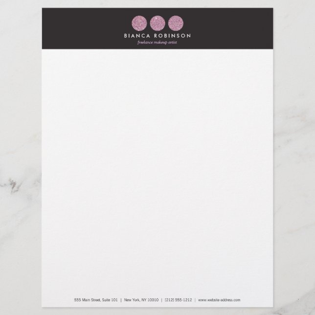 En-tête De Lettre Personnalisée Palette de Parties scintillant rose pour maquilleu (Devant)