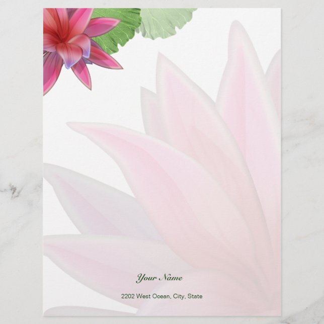 En-tête De Lettre Personnalisée Papier en-tête Lotus Rose (Devant)