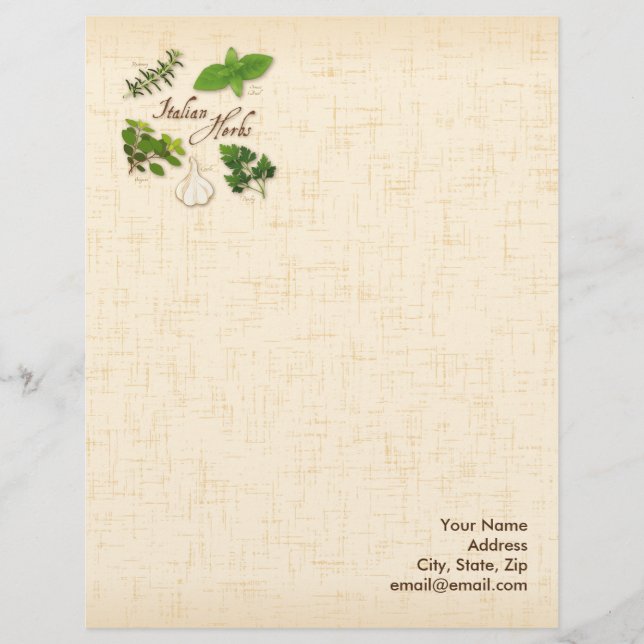 En-tête De Lettre Personnalisée Personnaliser Italien Herbes Papier à lettres (Devant)