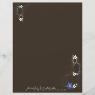 En-tête De Lettre Personnalisée Plumeria bleue Frangipani Fleur chic Ikebana Zen