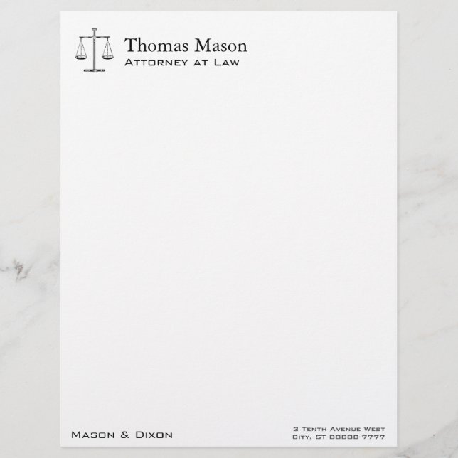 En-tête De Lettre Personnalisée Scales de justice (Devant)