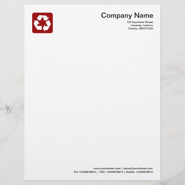 En-tête De Lettre Personnalisée Symbole de recyclage - Rouge rubis (Devant)