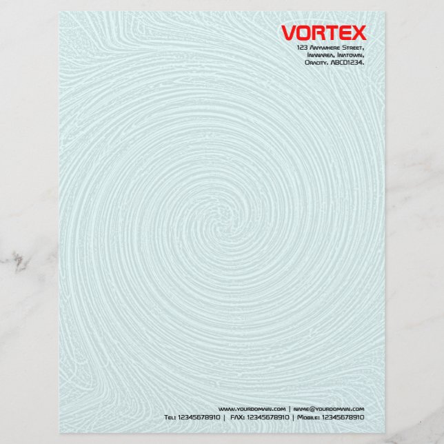 En-tête De Lettre Personnalisée Vortex - Blanc à bleu pâle (Devant)