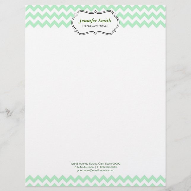 En-tête De Lettre Personnalisée Zigzag vert élégant simple de Chevron (Devant)