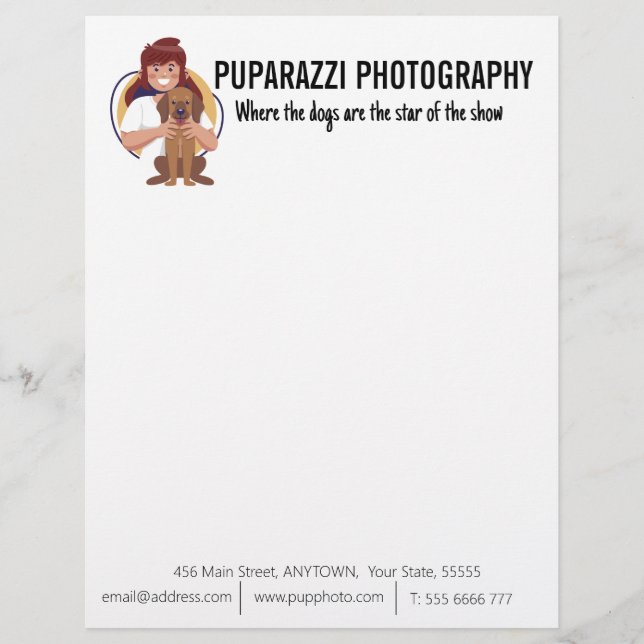 En-tête De Lettre Photographie de chien sur mesure (Devant)