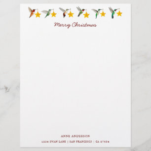 En-tête De Lettre Pièces de Noël personnalisées Colibris