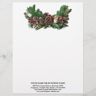 En-tête De Lettre Pine Cones et Holly Berries Noël d'affaires