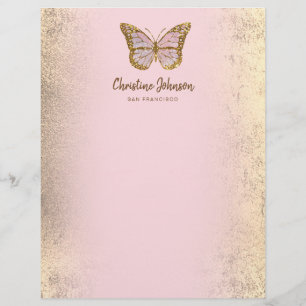 En-tête De Lettre Pink butterfly