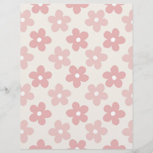 En-tête De Lettre Pink Cream Daisy Flowers Retro Pattern