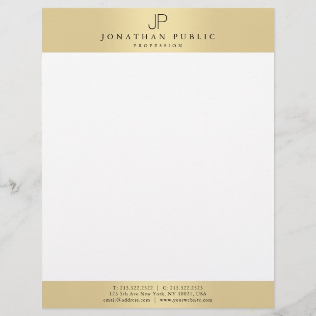 En-tête De Lettre Plaine moderne de Faux de monogramme élégant (Devant)