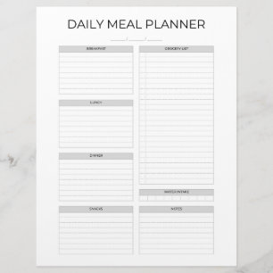 En-tête De Lettre Planificateur de repas quotidien Simple design m
