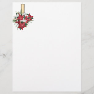 En-tête De Lettre Poinsettia avec bouquet de bougies