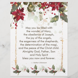 En-tête De Lettre Poinsettia Holly en-tête de la prière de Noël