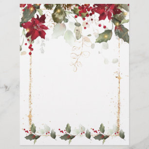En-tête De Lettre Poinsettia Holly en-tête de Noël