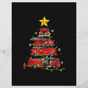 En-tête De Lettre Pompier Camion Arbre de Noël Hommes Femmes