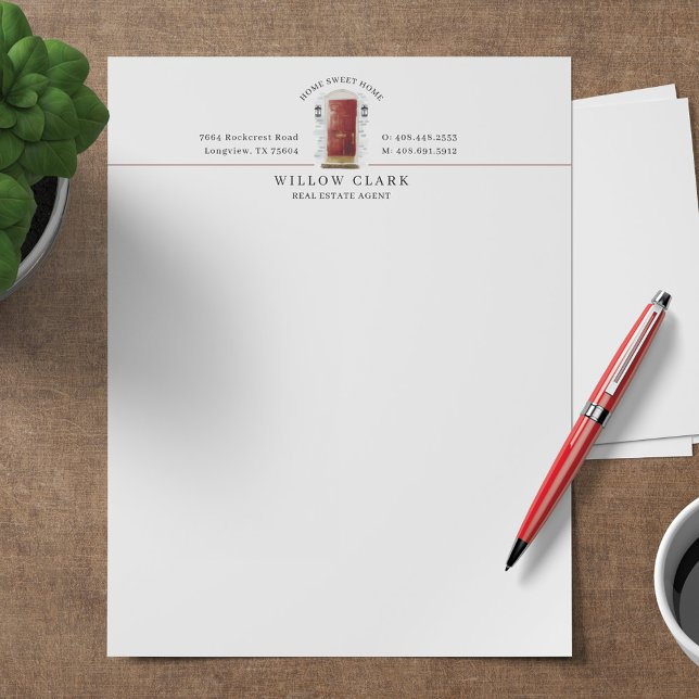 En-tête De Lettre Porte d'entrée couleur rouge personnalisée (Créateur téléchargé)