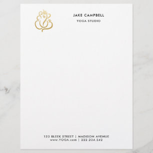 En-tête De Lettre Professional Gold Ganesh Indian God Yoga Studio