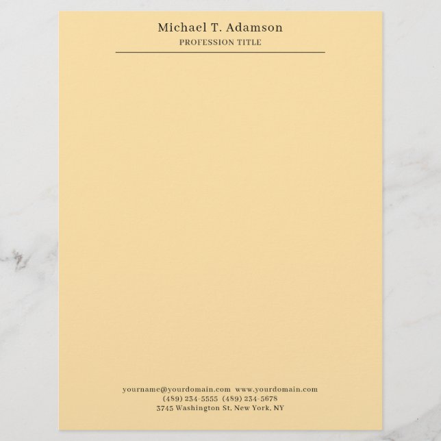 En-tête De Lettre Professional Stylish Elegant Plain Modern Beige (Devant)
