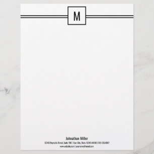En-tête De Lettre Professionnel noir et blanc Monogramme