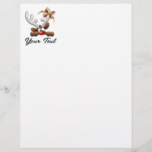 En-tête De Lettre Reindeer Puzzled drôle Caractère de Noël