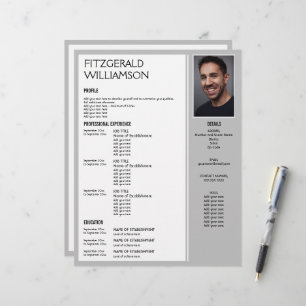 En-tête De Lettre REPRENDRE UNE Photo Personnalisée Gris Professionn