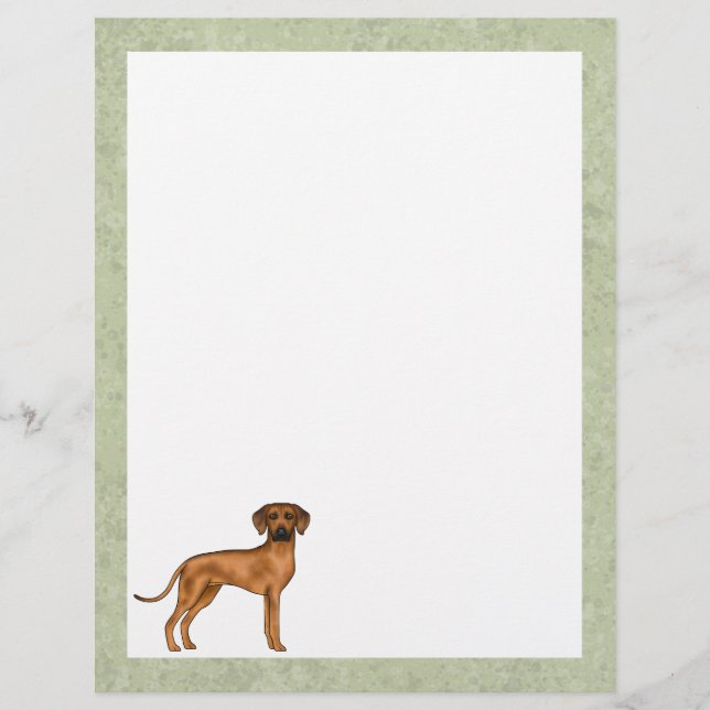 En-tête De Lettre Ridback Rhodésien Chien Lion Africain Mignon Vert (Devant)