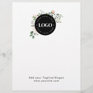 En-tête De Lettre Rond Cercle Custom Company Logo Floral Green