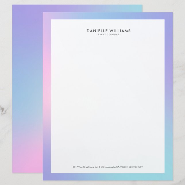 En-tête De Lettre Rose et bleu ombre (Devant / Derrière)