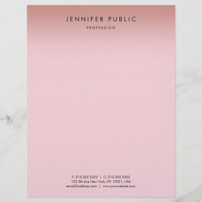 En-tête De Lettre Rose Gold Arrière - plan élégant moderne simple (Devant)