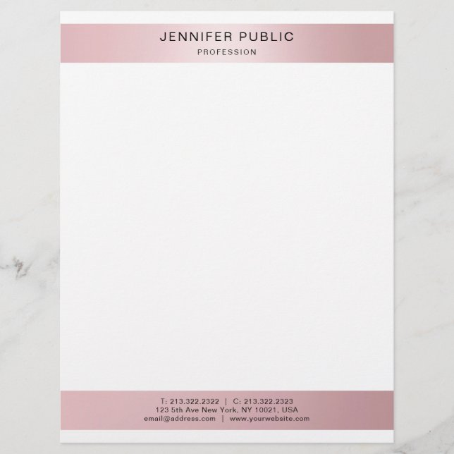 En-tête De Lettre Rose Gold Minimalist moderne tendance Modèle (Devant)