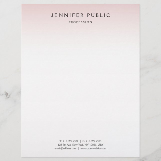 En-tête De Lettre Rose or blanc minimaliste élégant moderne (Devant)
