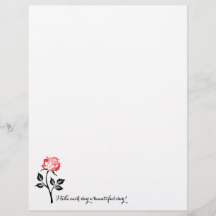 En-tête De Lettre Rose Rouge, Faites Chaque Jour Beau! Papeterie