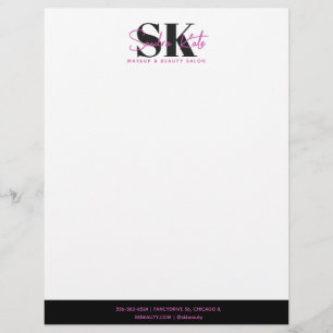 En-tête De Lettre Salon de beauté monogramme logo personnalisé noir