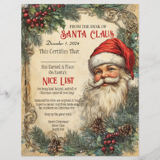 En-tête De Lettre Santa's Nice List Certifications 