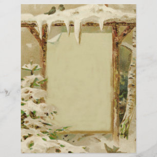En-tête De Lettre Scène vintage de Jardin de Noël