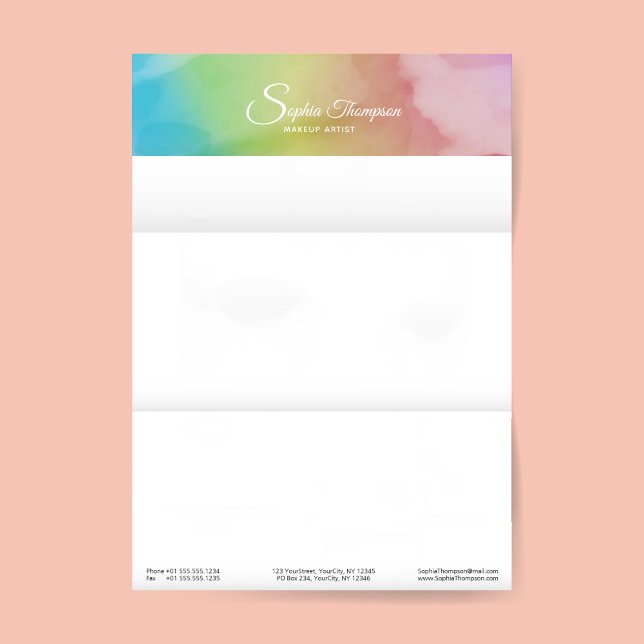 En-tête De Lettre Script d'aquarelle moderne Rainbow Pastel (Créateur téléchargé)